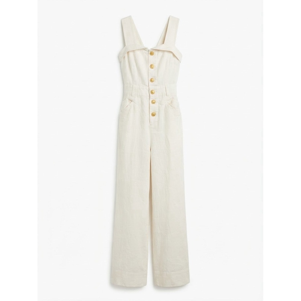 Anthropologie Romper Size 4 No Belt Preppy Boho Wide Leg Jumpsuit Designer Small